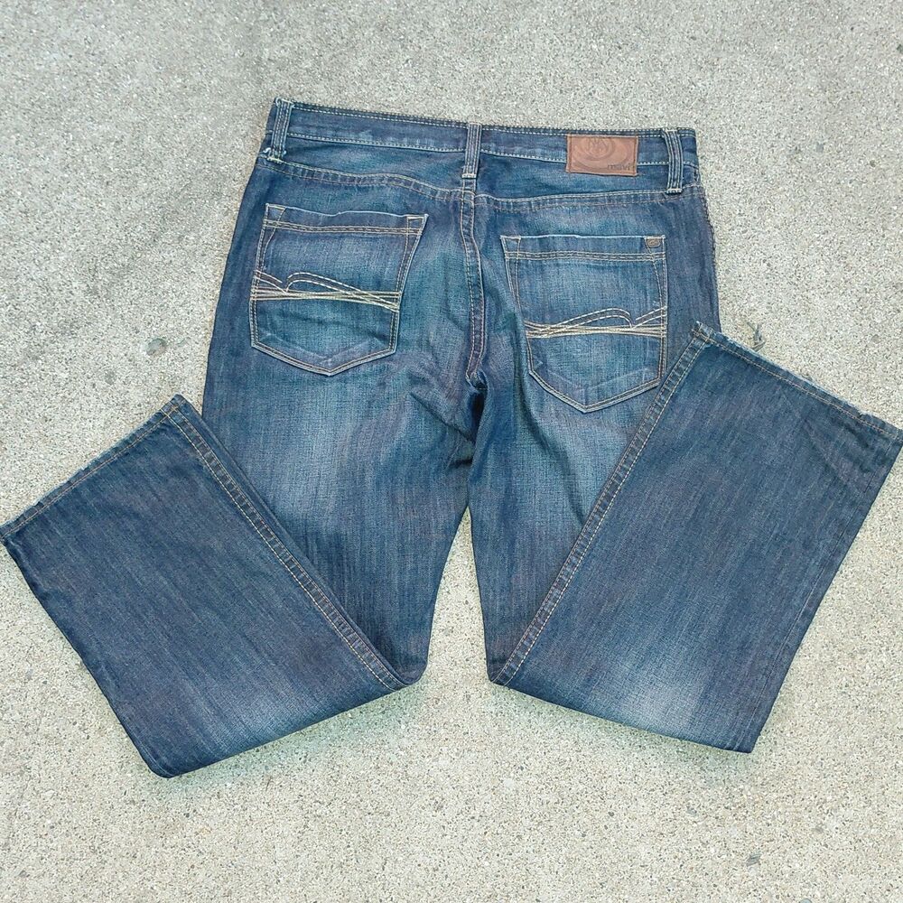 Mavi Mens Denim Blue Straight Leg Jeans Size 34x30 Mid Rise Medium Wash Faded